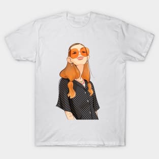 Girl with glasses portrait T-Shirt